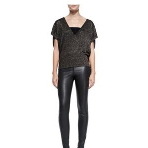 Black Alice and Olivia leather front zip leggings